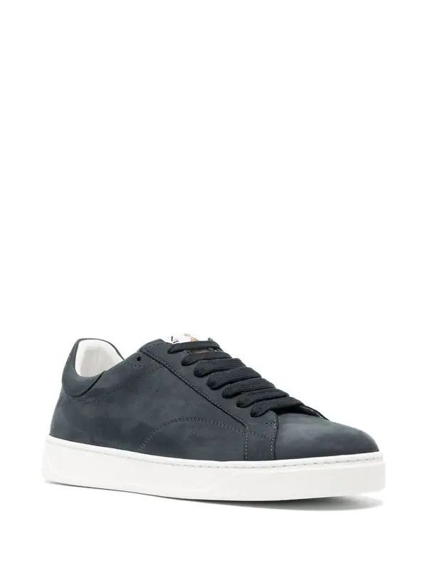 Lanvin oc11z0526 Embroidered Logo Leather Sneaker in Navy Blue Size US 10 / EU 43 - 2 Thumbnail