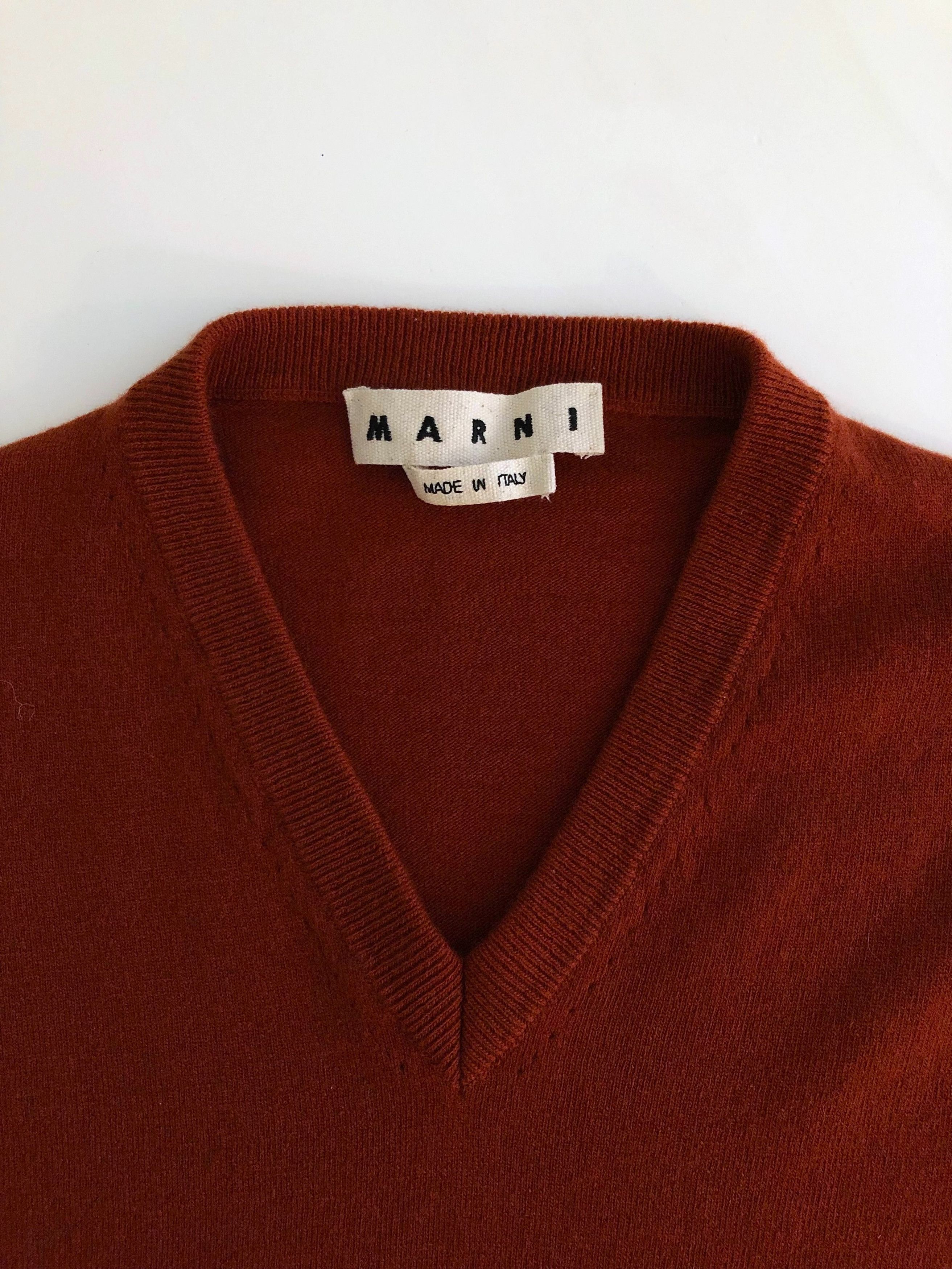 Marni Marni Sweater Red Virgin Wool V-Neck 52 L Size US L / EU 52-54 / 3 - 4 Thumbnail