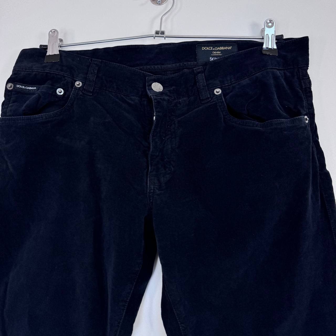 Dolce & Gabbana Dolce & Gabbana Mens Black Velvet Jeans Skinny 50 Size US 34 / EU 50 - 2 Thumbnail