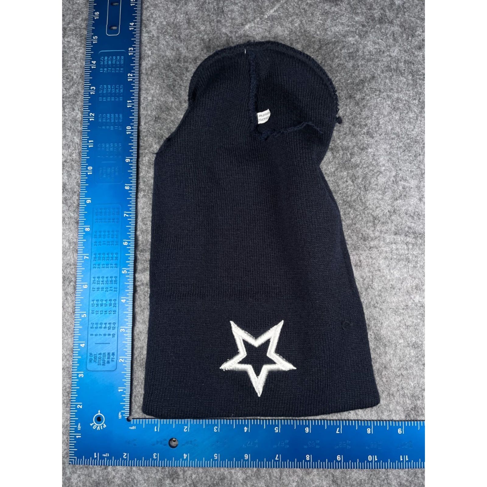 Vintage VINTAGE Star Beanie Toque Knit Adult One Size Dark Navy Blue 100% Acrylic Embroidered Star Pattern Winter Mens Size ONE SIZE - 5 Thumbnail