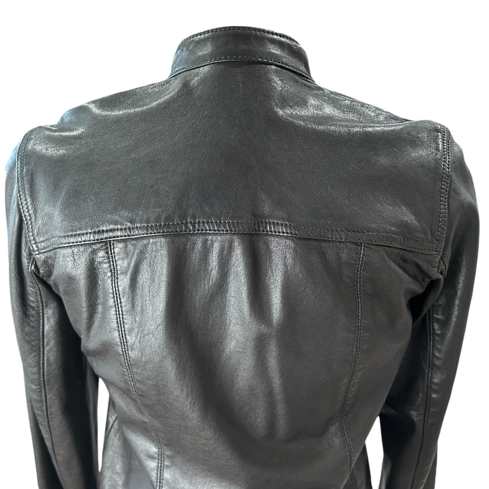 Lucky Brand Lucky Brand Womens XS Lamb Leather Jacket Black Moto Biker Size XS / US 0-2 / IT 36-38 - 6 Thumbnail