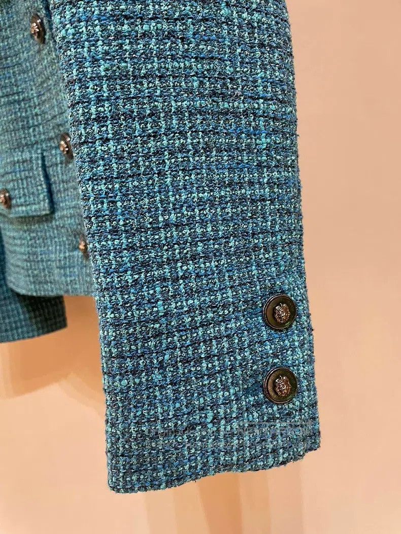 Chanel Chanel 22 Spring and Summer New Peacock Blue Tweed Coat Size XXS / US 00 / IT 34 - 4 Thumbnail