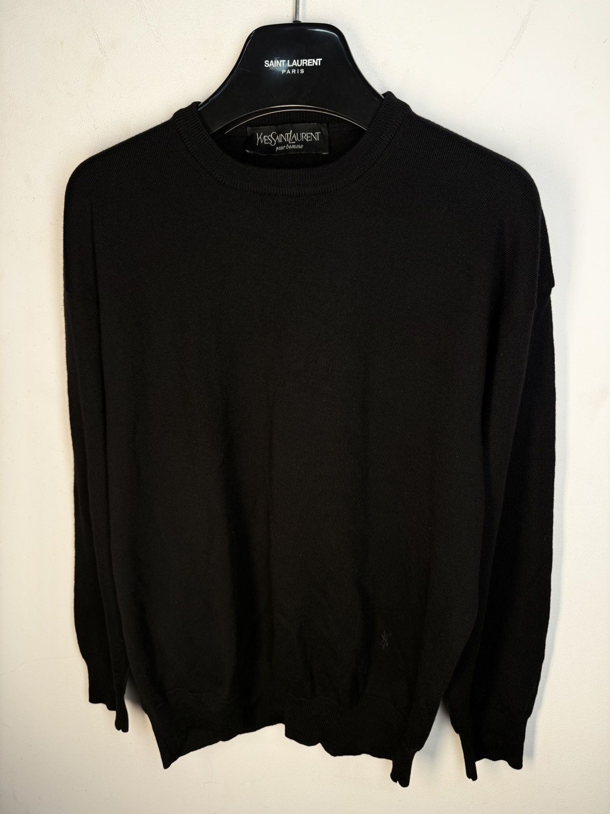 Yves Saint Laurent 🇮🇹Italy Wool YSL Sweater Soft Black Sweatshirt Light Vintage Size US M / EU 48-50 / 2 - 12 Thumbnail