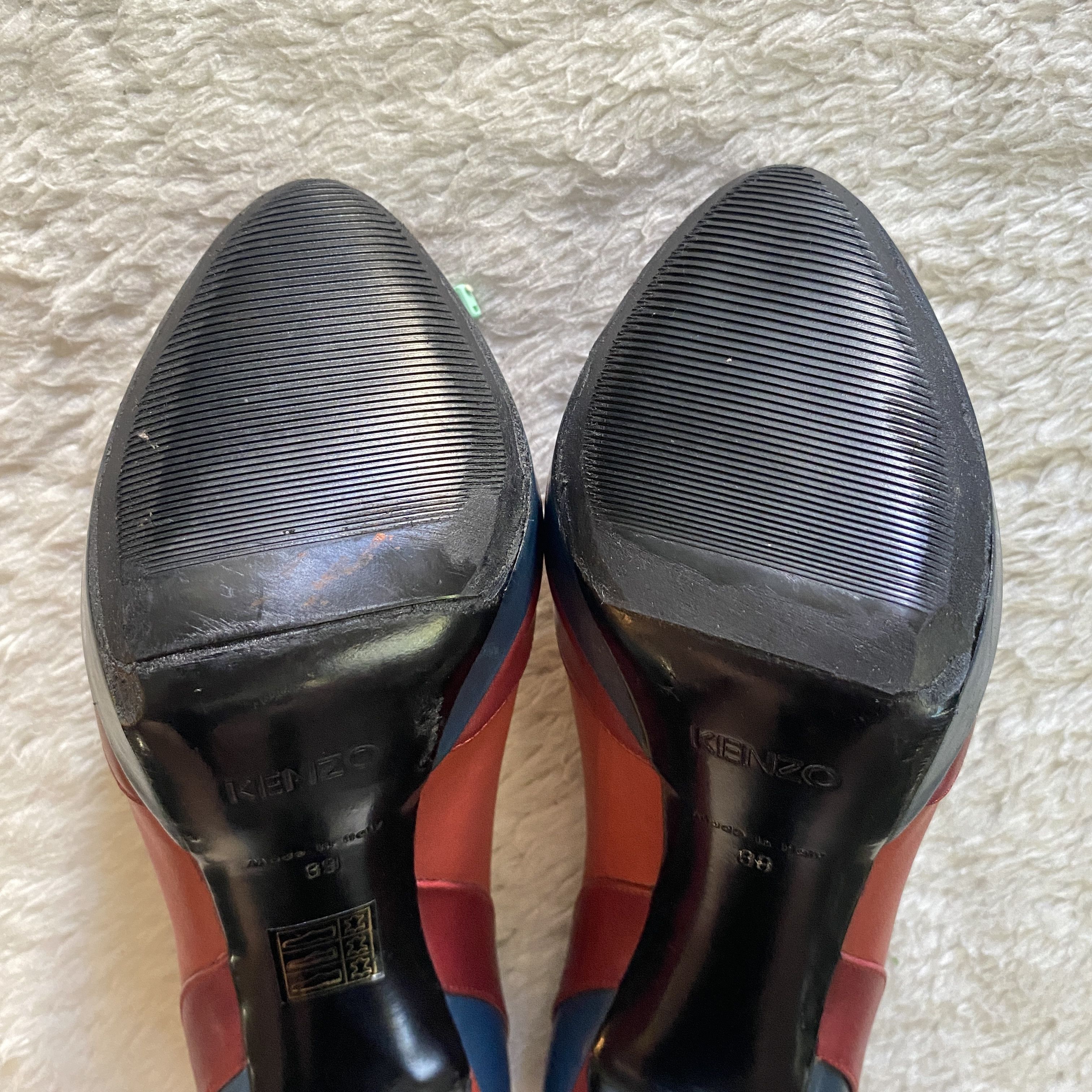 Kenzo KENZO Burgundy & Blue Leather Open Toe Heels Size US 9 / IT 39 - 3 Thumbnail