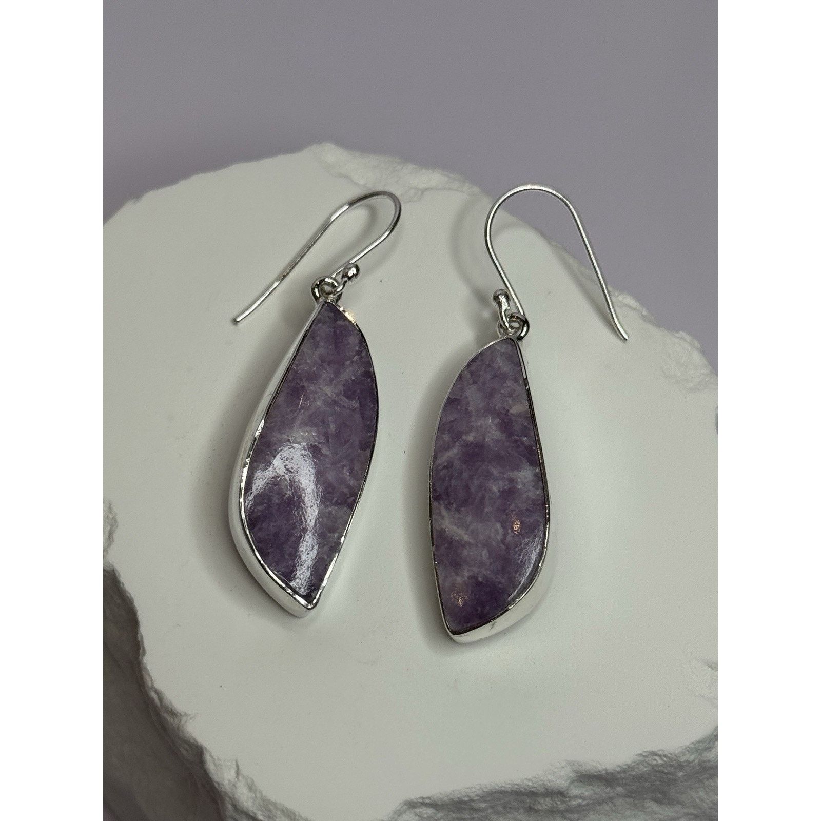 Jewelry 925 STERLING SILVER LEPIDOLITE EARRINGS LENGTH 2 INCH Size ONE SIZE - 10 Thumbnail