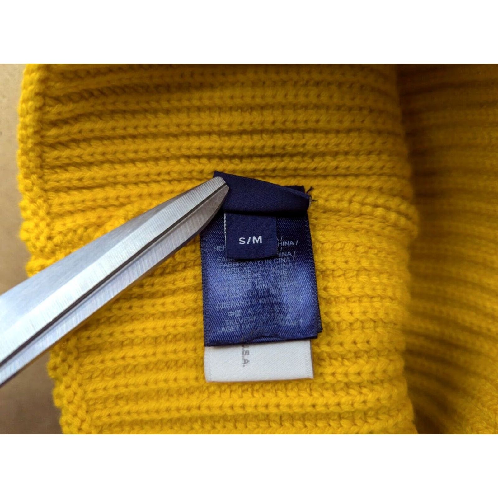 Patagonia GANT USA Yellow Beanie Hat Size S-M Ribbon Cuffed Big Logo Spellout Beanie Unisex Adults Mens Womens Size ONE SIZE - 4 Thumbnail
