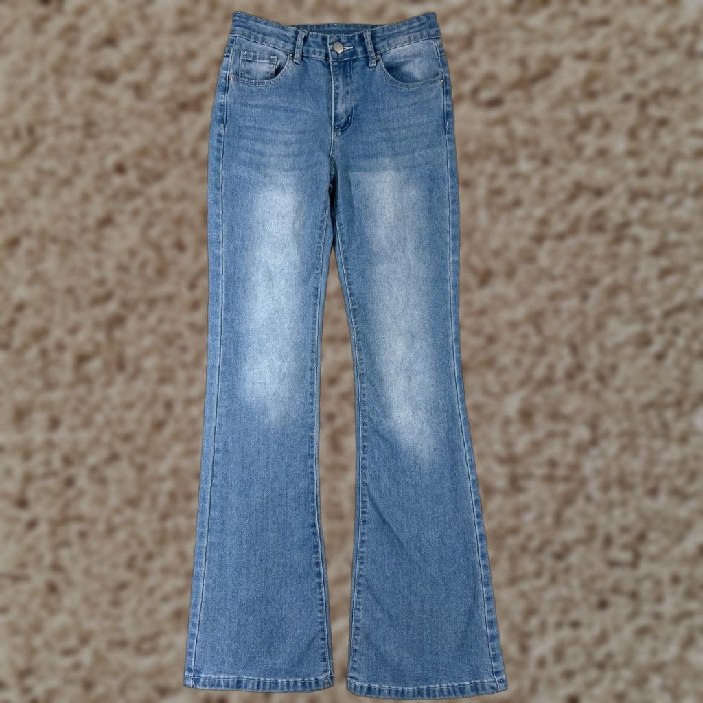 Shein Shein Jeans Womens 4 Blue Denim Flared Mid Rise Cotton Blend Stretch Size 27" / US 4 / IT 40 - 1 Thumbnail