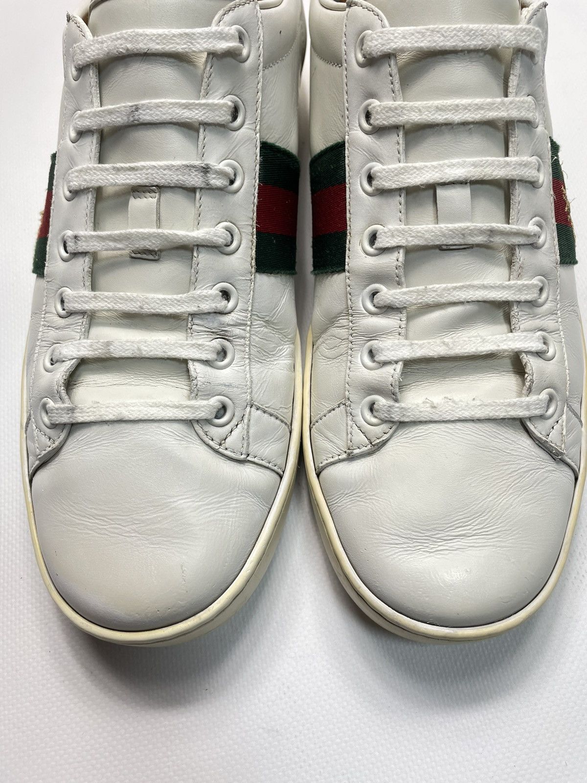 Gucci Gucci Ace Bee Embroidered Web White Leather Trainer Size US 8 / EU 41 - 6 Thumbnail