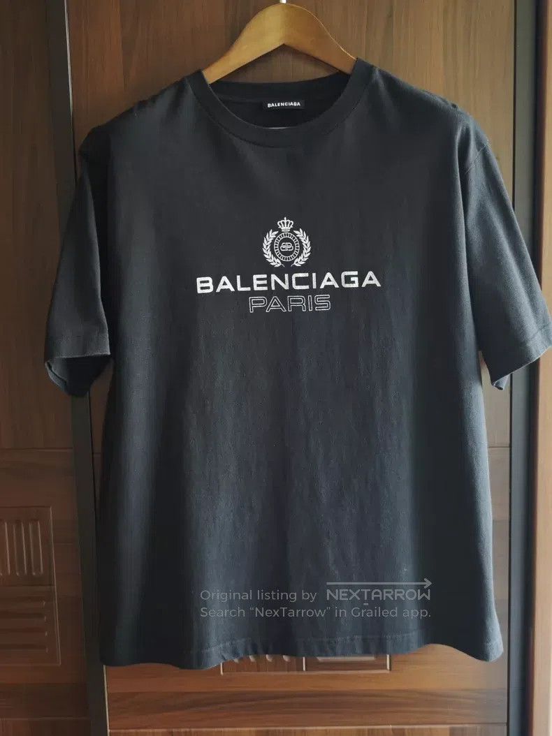 Balenciaga Balenciaga Crown wheat black men's short-sleeve T-shirt Size US XL / EU 56 / 4 - 2 Thumbnail