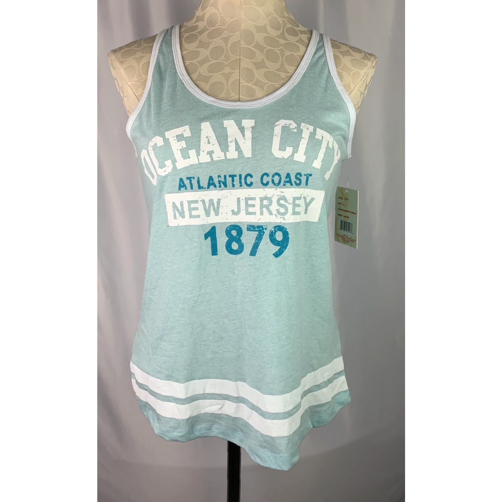 Vintage Exist Women's Tank Large Seablue Aqua Ocean City NJ Atlantic Coast New Size L / US 10 / IT 46 - 6 Thumbnail