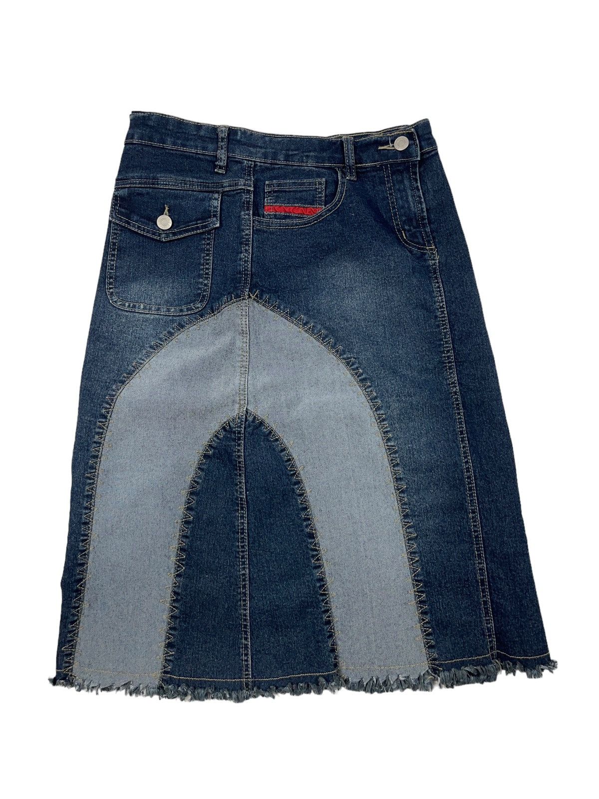 Japanese Brand × Vintage Vintage y2k Denim Midi Skirt Patchwork 90s Size 29" - 2 Thumbnail