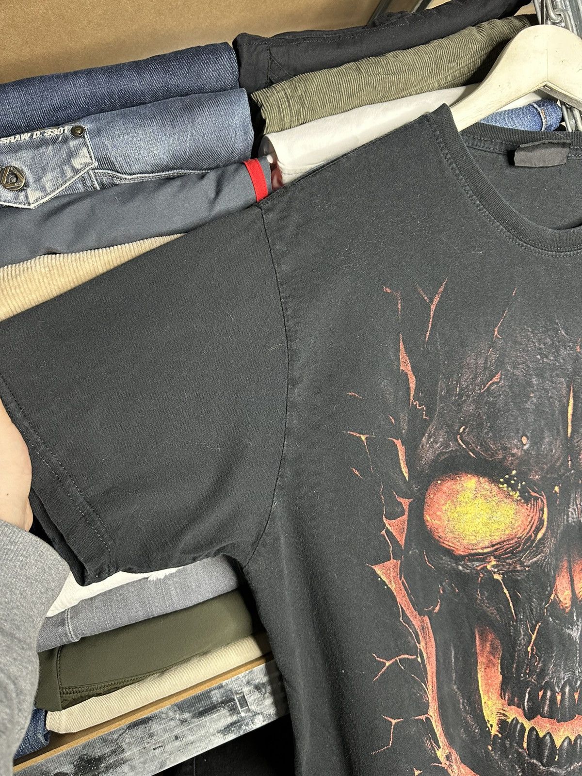 Band Tees Spiral Skull Fire Graphic T-Shirt XL Gothic Flames Horror Size US XL / EU 56 / 4 - 9 Thumbnail