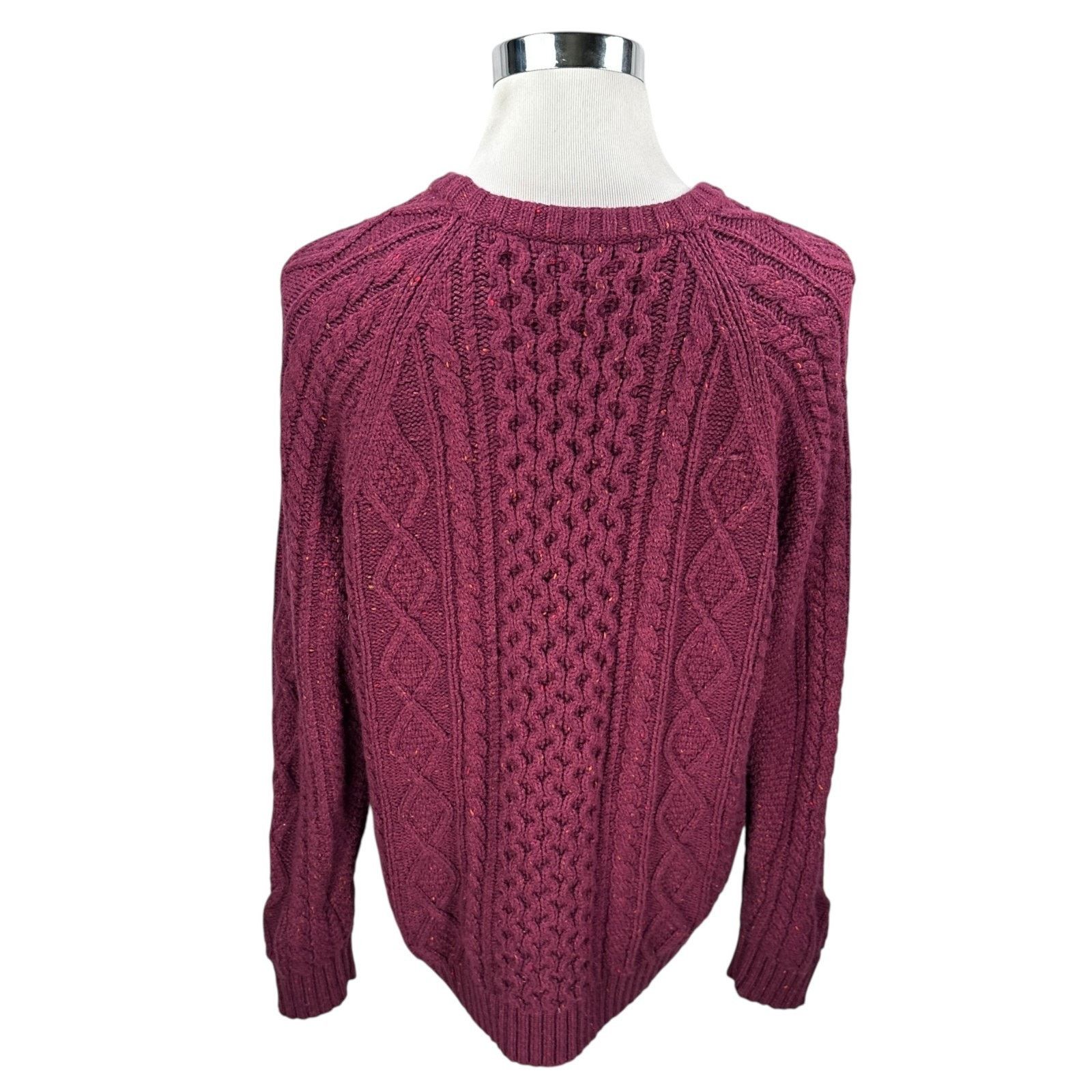 Other Lands End Fisherman Sweater Men L Maroon Confetti Pullover Size US L / EU 52-54 / 3 - 5 Thumbnail