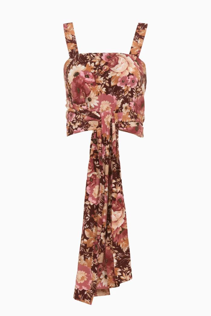 Chloe o1loc1c10226 Floral Wrap Tank Top in Maroon Pink Size L / US 10 / IT 46 - 1 Thumbnail