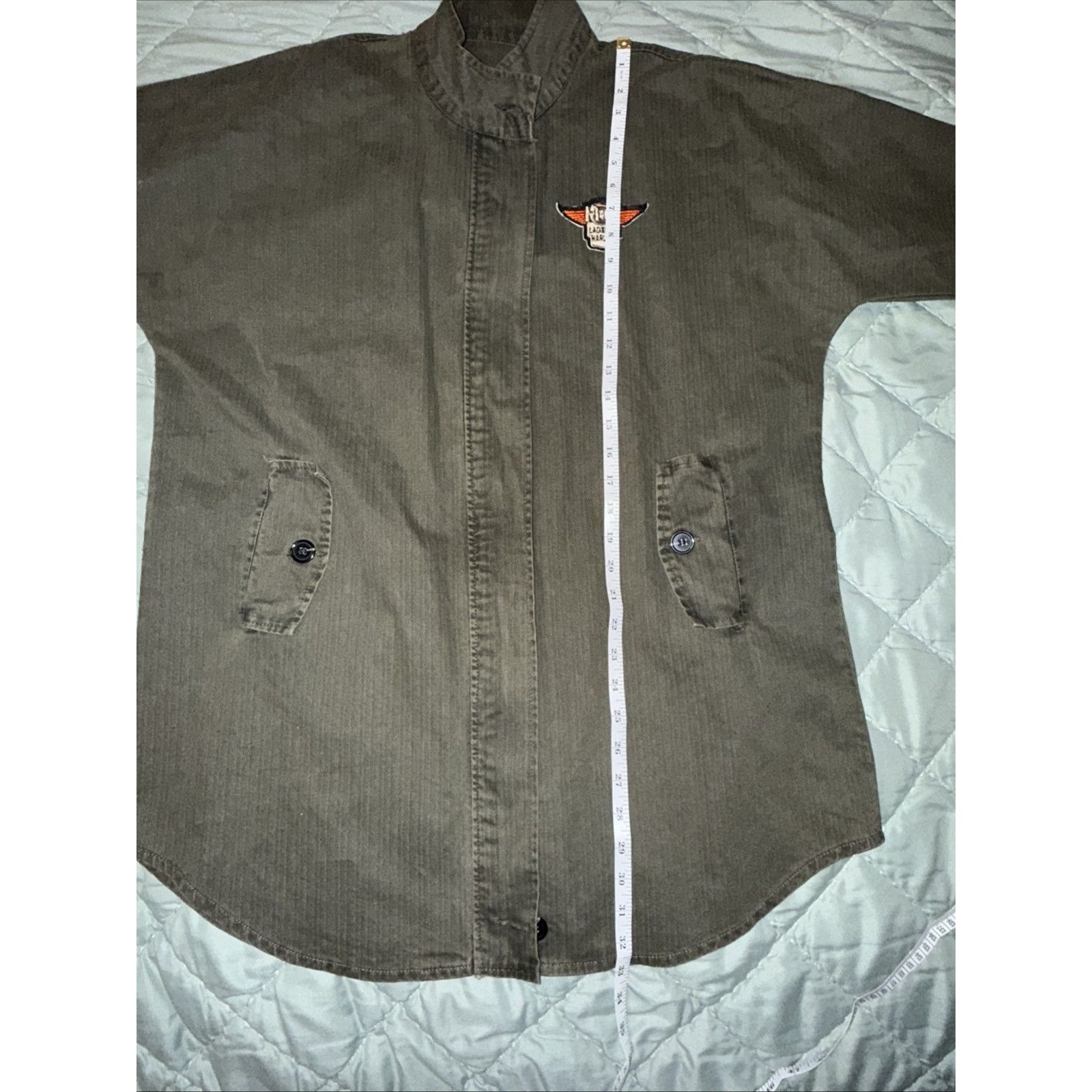 Basic Editions Green Military 100% Cotton Parka Ladies Of Harley Patch OSFA Size ONE SIZE - 8 Thumbnail