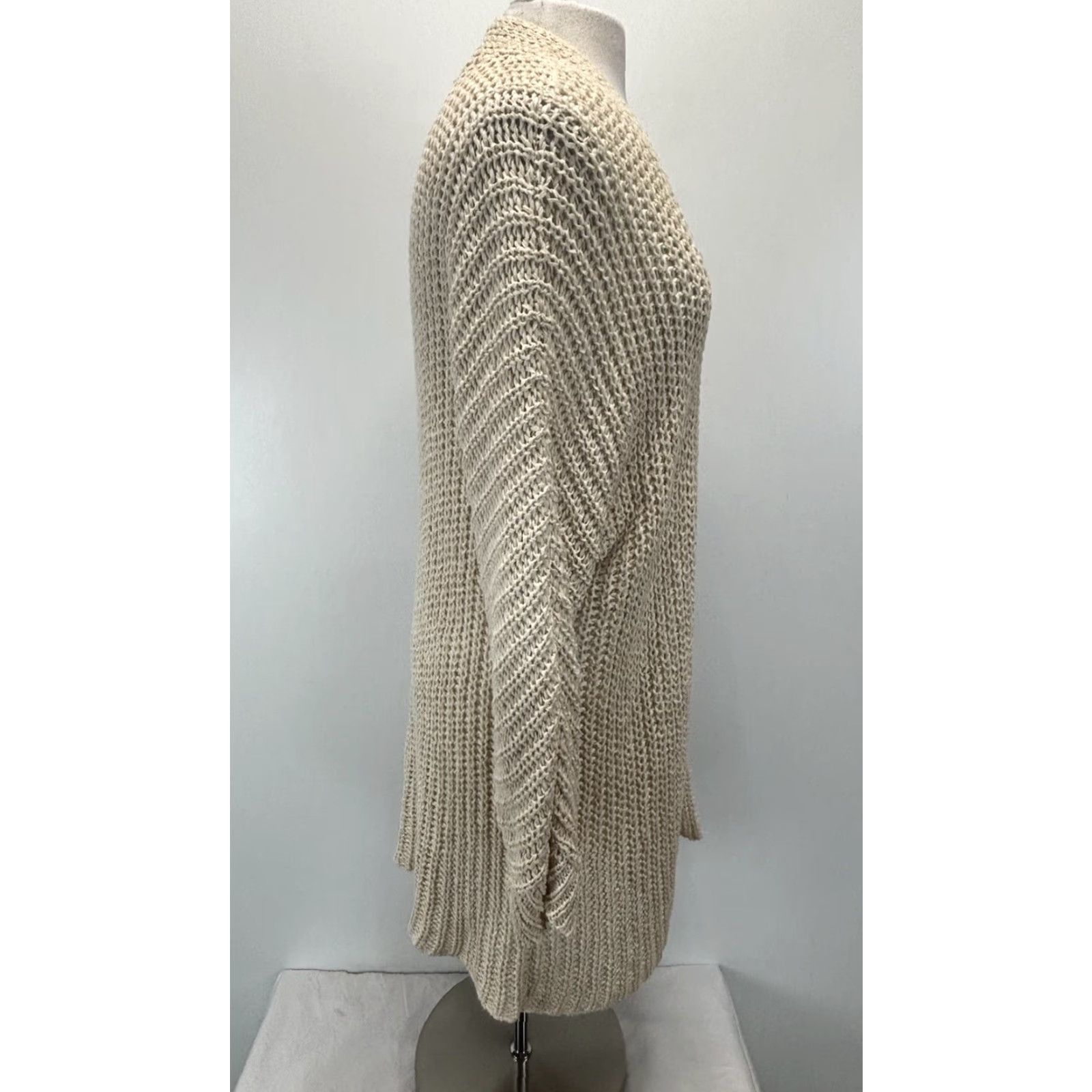 Eileen Fisher EILEEN FISHER Cardigan Women’s Adult XL Ivory Loose Knit Open Coastal Sweater Size XL / US 12-14 / IT 48-50 - 4 Thumbnail