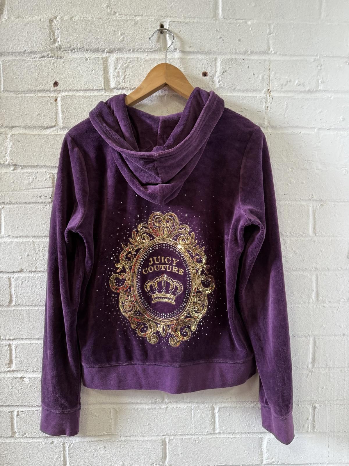 Juicy Couture Jeans Juicy Couture Purple Velour Zip-Up Hoodie, Size Large Size L / US 10 / IT 46 - 4 Thumbnail