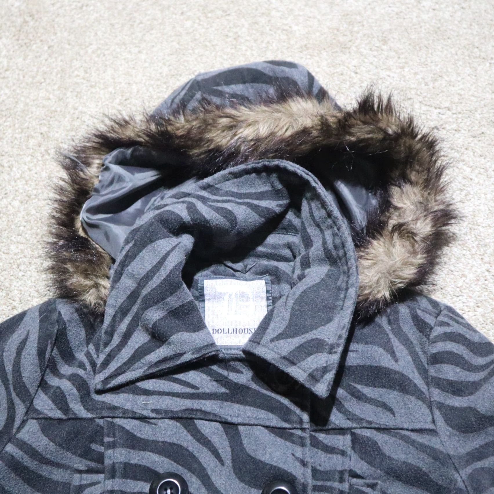 Vintage DollHouse Jacket Women Adult Gray Hooded Outerwear M Style Basic Jacket Motorcycle Theme Pockets Lightweight All Seasons Fall Winter Spring Size M / US 6-8 / IT 42-44 - 2 Thumbnail