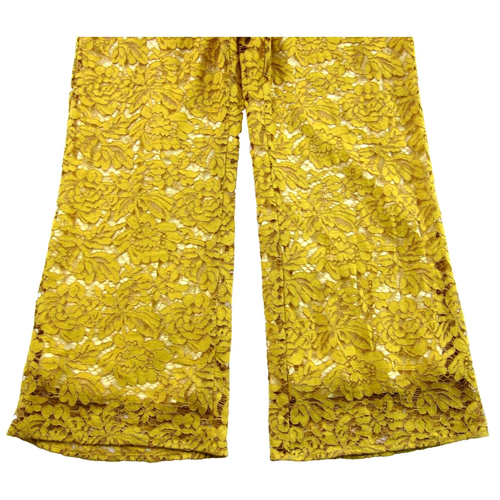 Vintage Ashley Stewart Jumpsuit Women 16 Yellow Wide-Leg NWT Embroidered Floral Nylon Cotton Rayon One-Piece Sleeveless Summer Bohemian Womens Size 38" / US 16 / IT 52 - 5 Thumbnail
