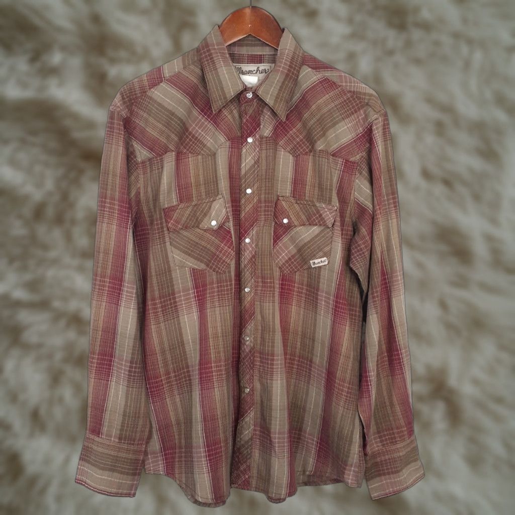 Wrangler VINTAGE Wrangler Wrancher Pearl Snap Long Sleeve Shirt Mens Large Size US L / EU 52-54 / 3 - 1 Thumbnail