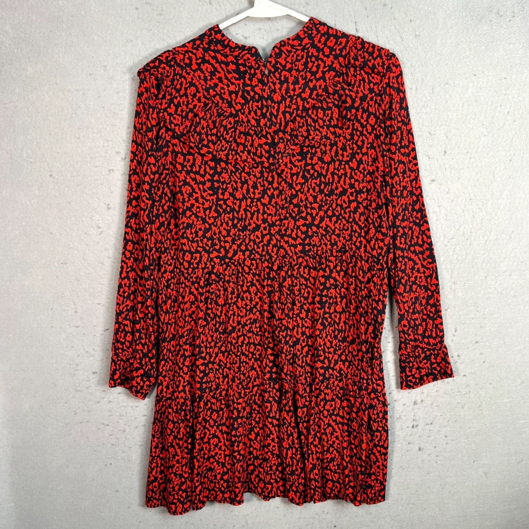 Zara Zara Animal Print Dress Women Medium Red Black Long Sleeve Ruffle Short Party Casual Size M / US 6-8 / IT 42-44 - 2 Thumbnail