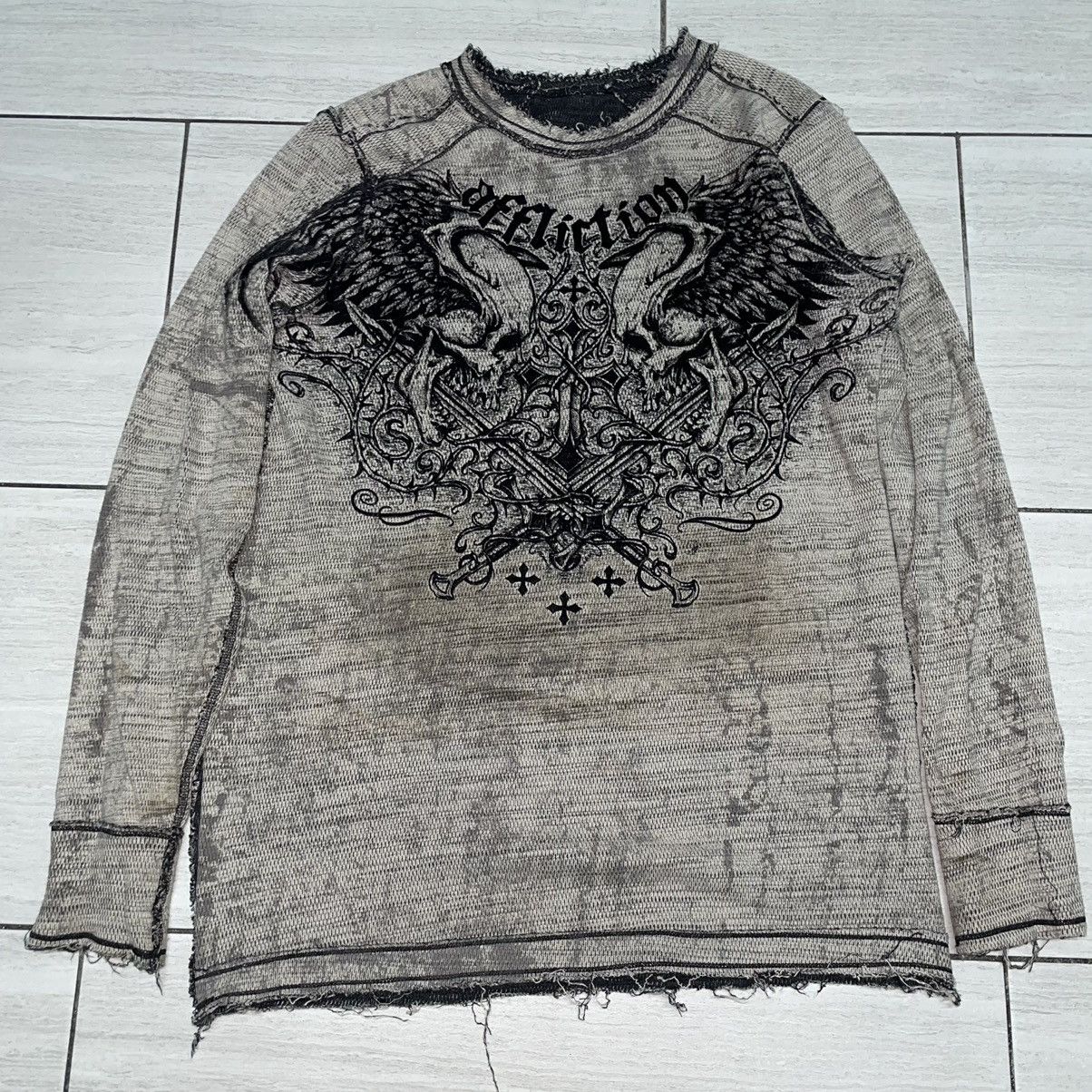 Affliction Affliction Chrome Skull and Bones Reversible Longsleeve Size US M / EU 48-50 / 2 - 4 Thumbnail