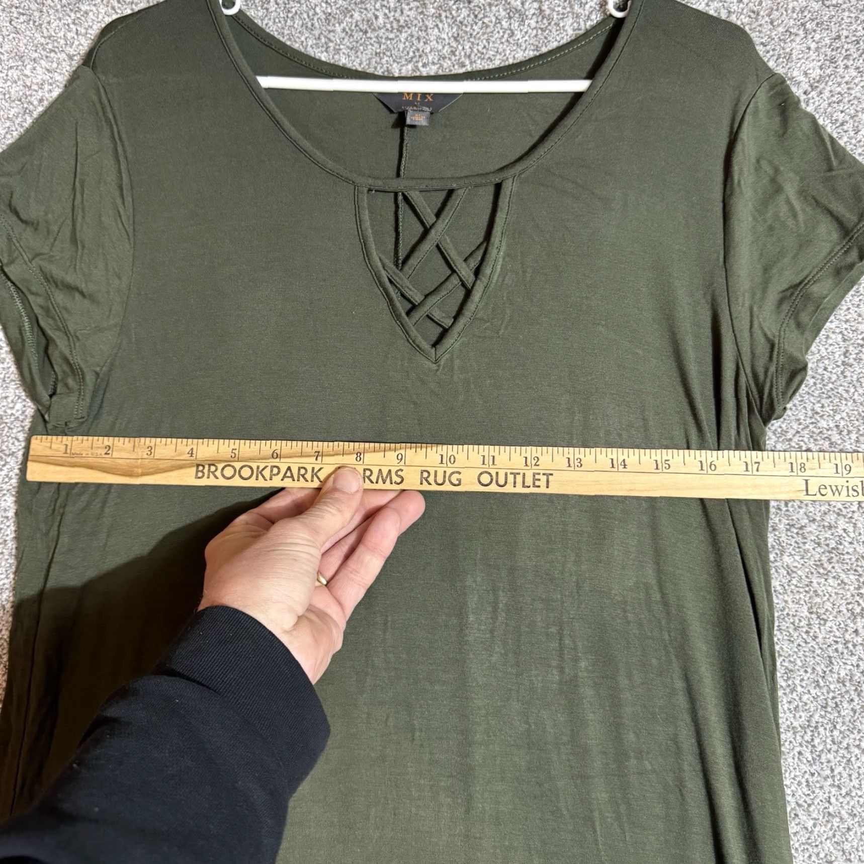Vintage 41Hawthorn Dress XL Green Boho Witchy Flowy Dark Academia Minimalist Shirt Dress Women Short Sleeve Round Neck Casual Stretch Size XL / US 12-14 / IT 48-50 - 4 Thumbnail