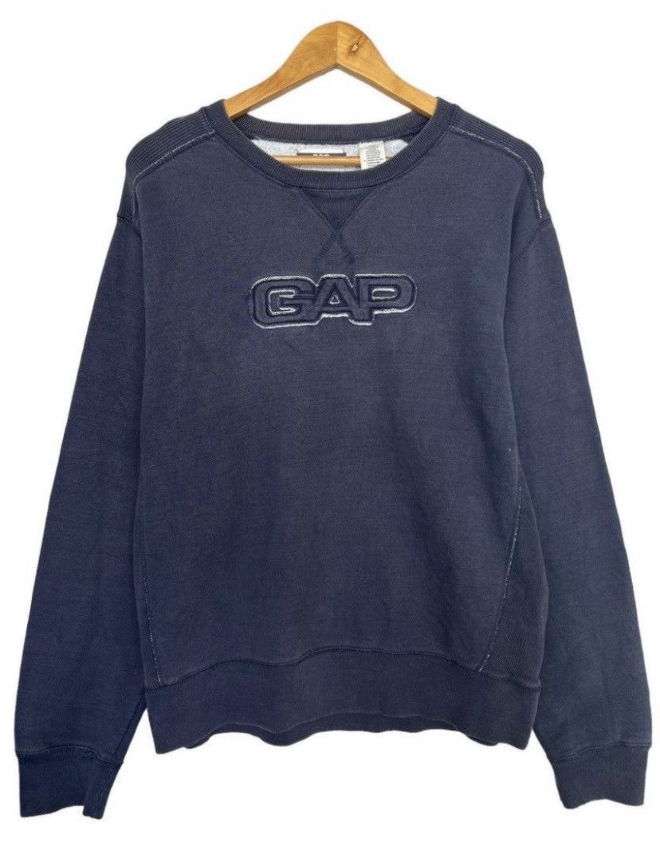 Gap Vintage Gap Spellout Sunfaded Baggy Navy Hoodie Sweatshirt Size US M / EU 48-50 / 2 - 1 Thumbnail