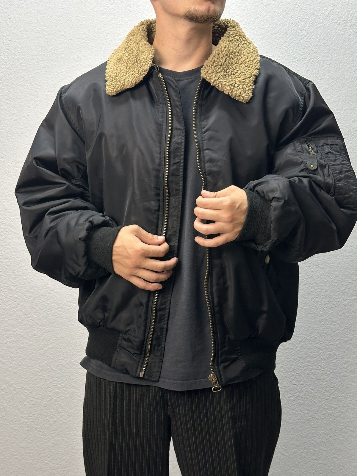Alpha Industries Vintage Nylon MA-1 jacket alpha bombers black y2k japan Size US XL / EU 56 / 4 - 2 Thumbnail