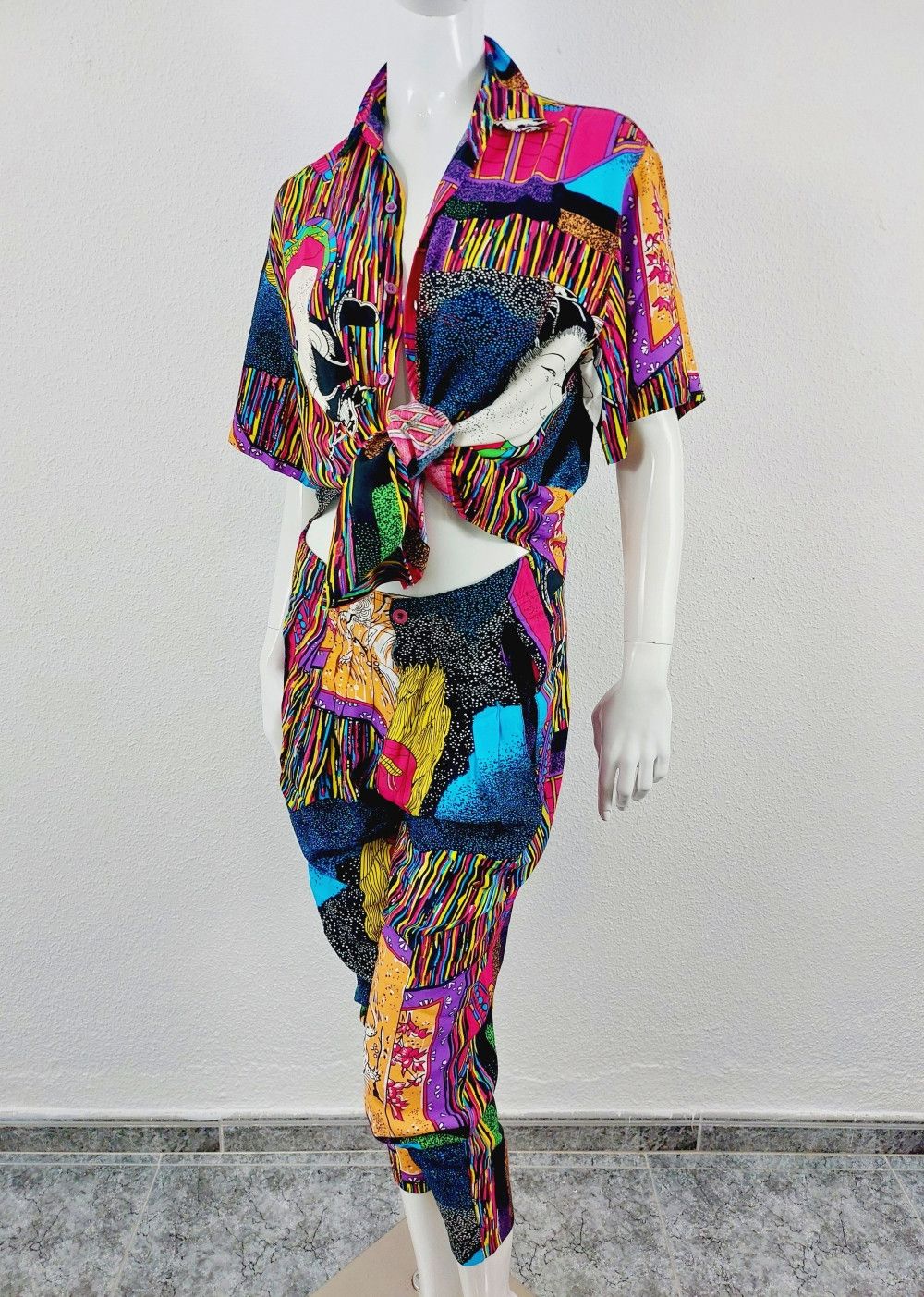 Marithe + Francois Girbaud Marithe + Francois Girbaud Dragon Tiger Boho Shirt Pants Set Size M / US 6-8 / IT 42-44 - 8 Thumbnail