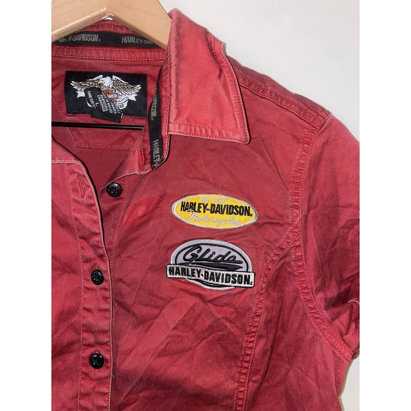 Harley Davidson Y2K Women's Harley Davidson Button Motorcycle Top Shirt L Size L / US 10 / IT 46 - 3 Thumbnail