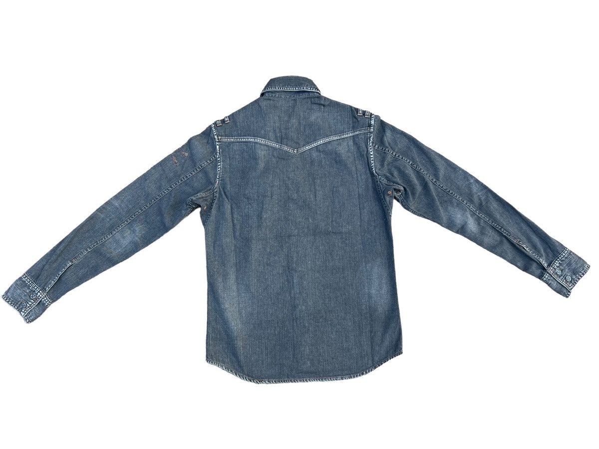 Mastermind Japan Vintage Roen Japan Skull Bones Fade Denim Western Shirt Size US S / EU 44-46 / 1 - 2 Thumbnail