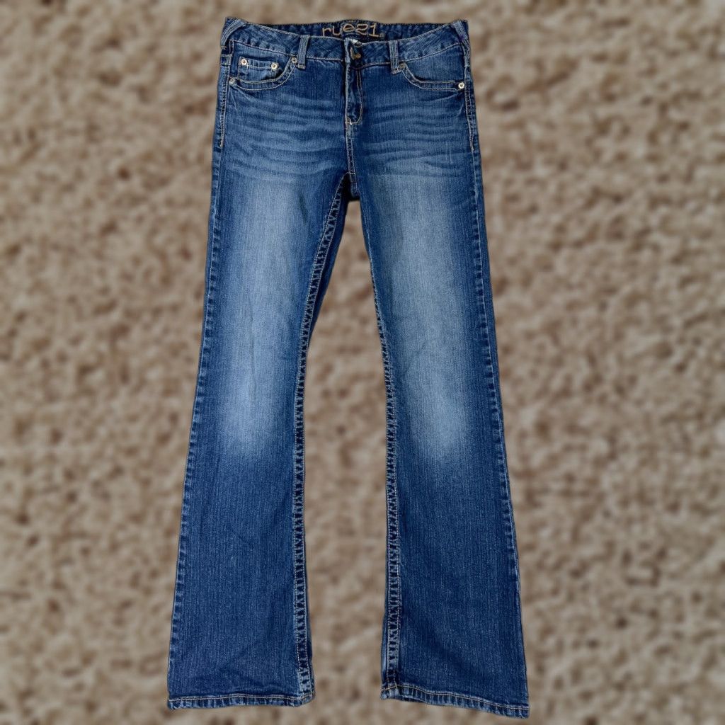 Vintage Rue 27 Blue Denim Jeans Mid Rise Boot Medium Wash Cotton Blend Women's Jeans Rue 27 Blue Denim Bootcut 5-Pocket Girls? Size 27" / US 4 / IT 40 - 1 Thumbnail