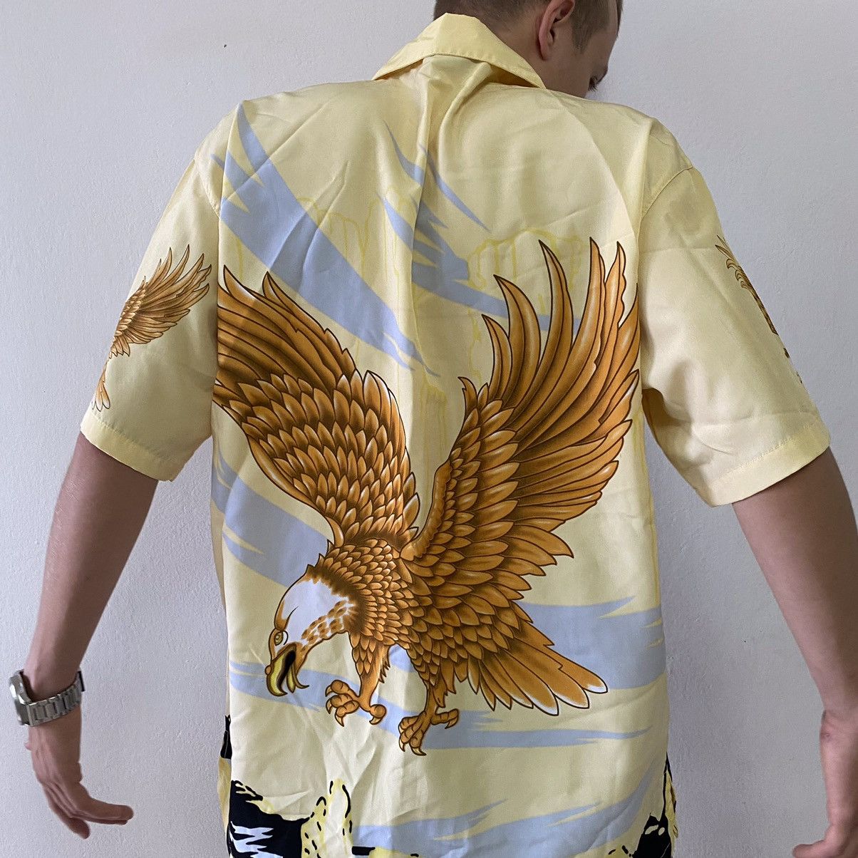 Vintage Hawaiian Alpha Shirt Anima Eagle Stripe Printed Size US XL / EU 56 / 4 - 4 Thumbnail
