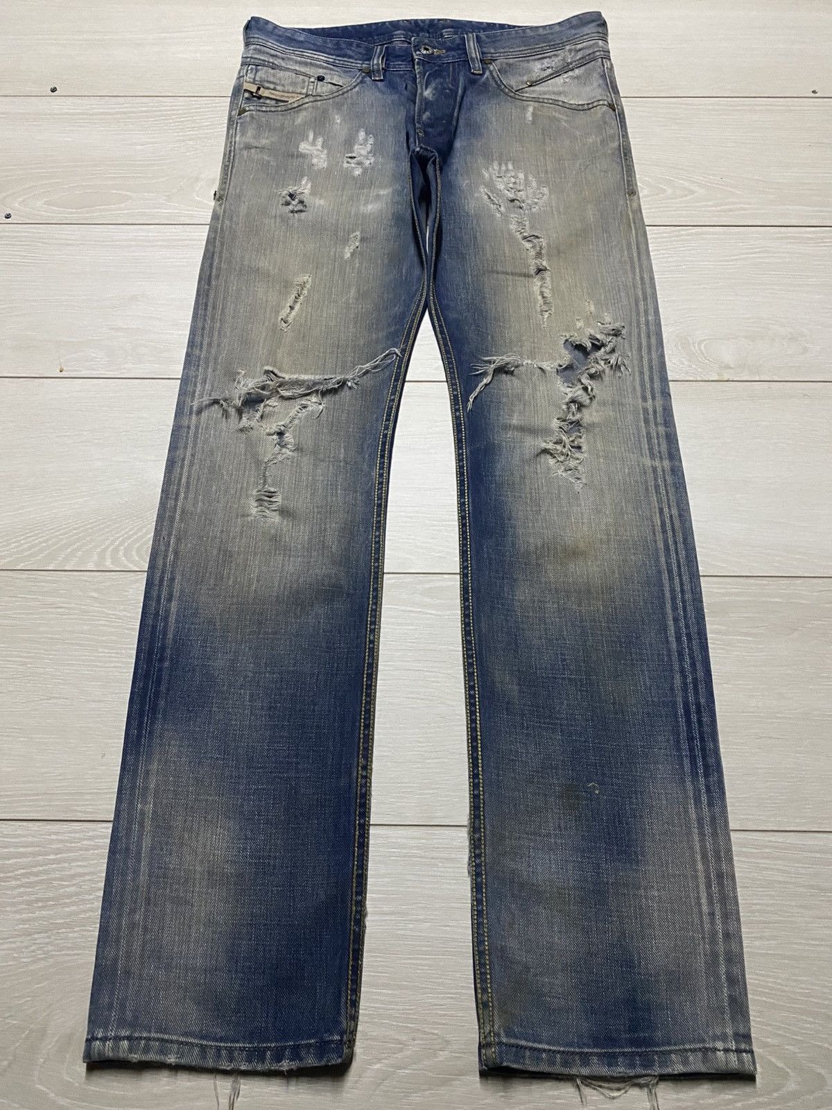 Diesel Black Gold Vintage Diesel Blue Eyecons Y2K Mud Wash Ripped Skinny Jeans Size US 32 / EU 48 - 1 Thumbnail