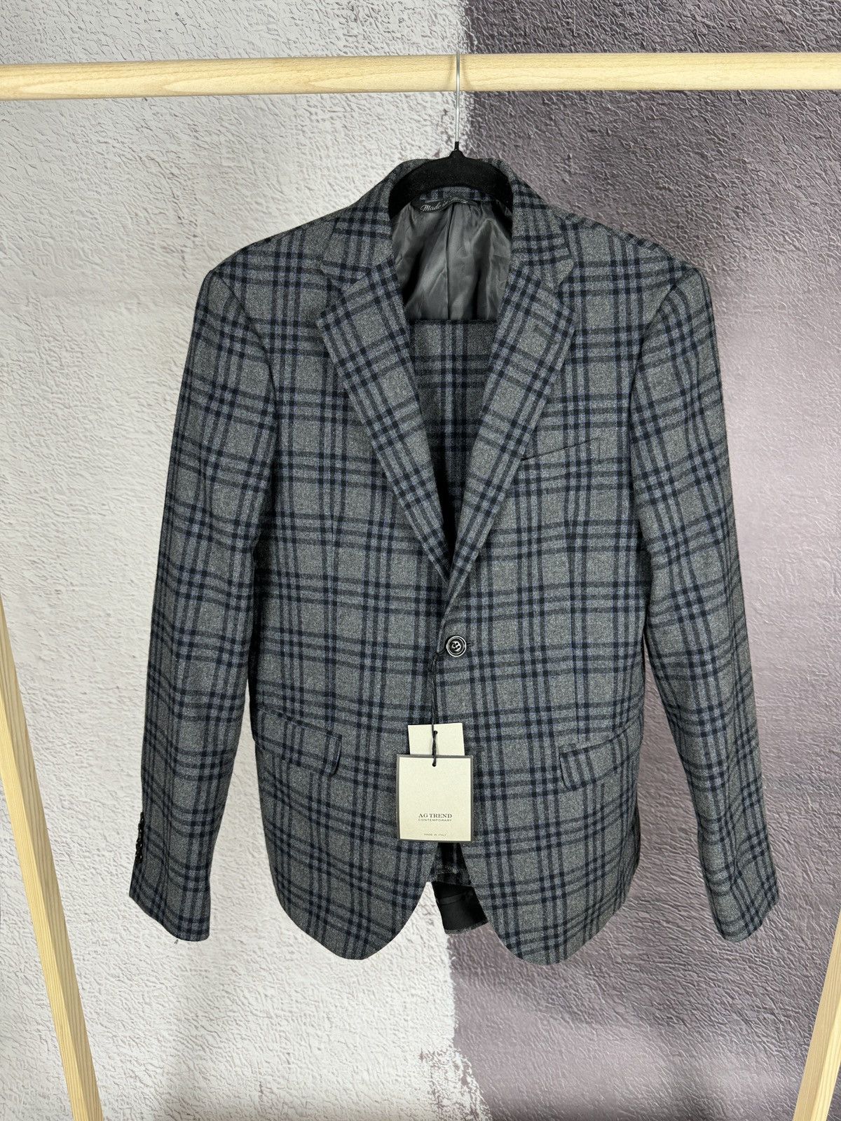 Other BNWT AG Trend Contemporary checkered grey Wool 2 pcs suit Size 36R - 1 Thumbnail