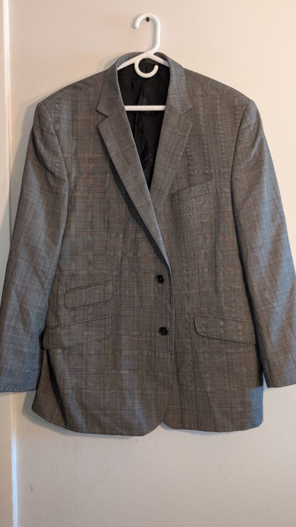 Kenneth Cole Kenneth Cole New York Gray Plaid Wool Sport Coat 46R, Men Size 46R - 1 Thumbnail