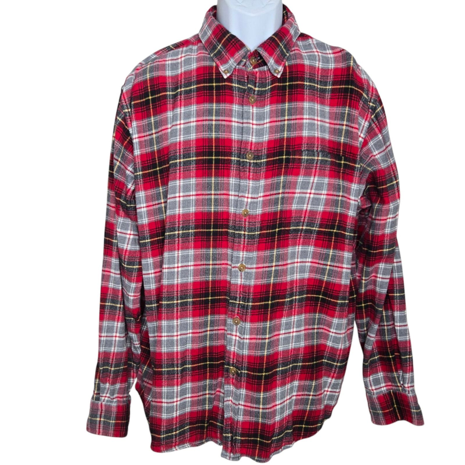 Lands' End Lands End Mens Plaid Shirt XL 17 17.5 Flannel Cotton Button Size US XL / EU 56 / 4 - 1 Thumbnail