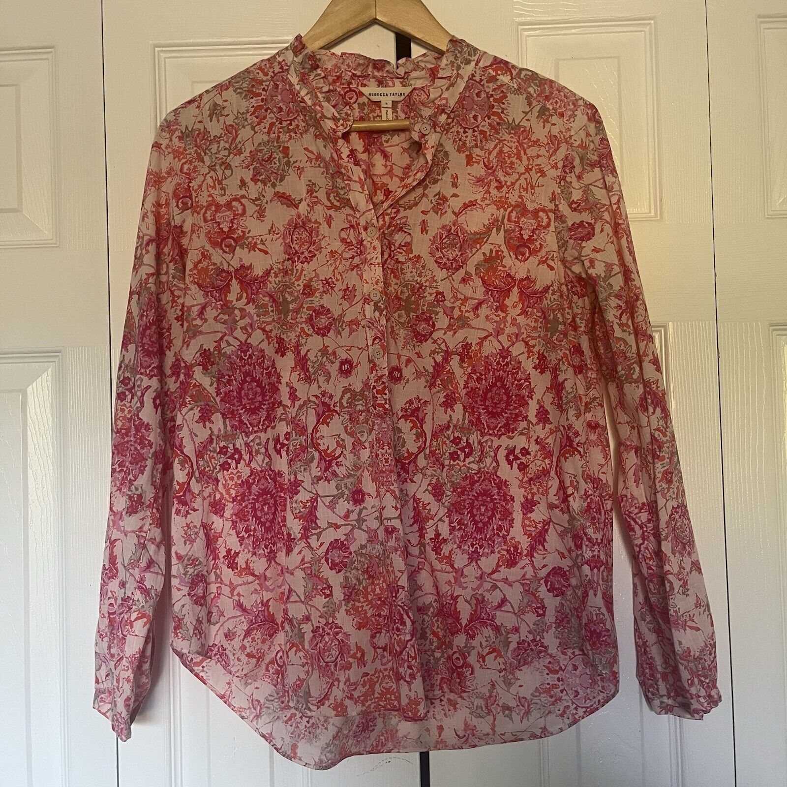 Rebecca Taylor Women’s Rebecca Taylor Pink Floral Blouse Size 6 Size M / US 6-8 / IT 42-44 - 1 Thumbnail