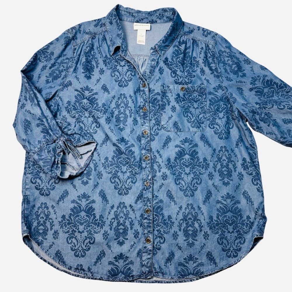 Other Alfred Dunner Button Front Drawstring Sleeve Denim Floral S Size XL / US 12-14 / IT 48-50 - 2 Thumbnail