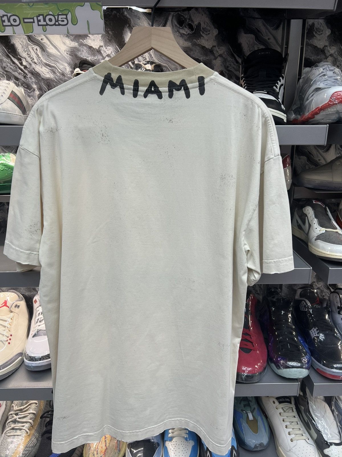 Palm Angels Palm Angels Cream Distressed Tee Size US XL / EU 56 / 4 - 2 Thumbnail