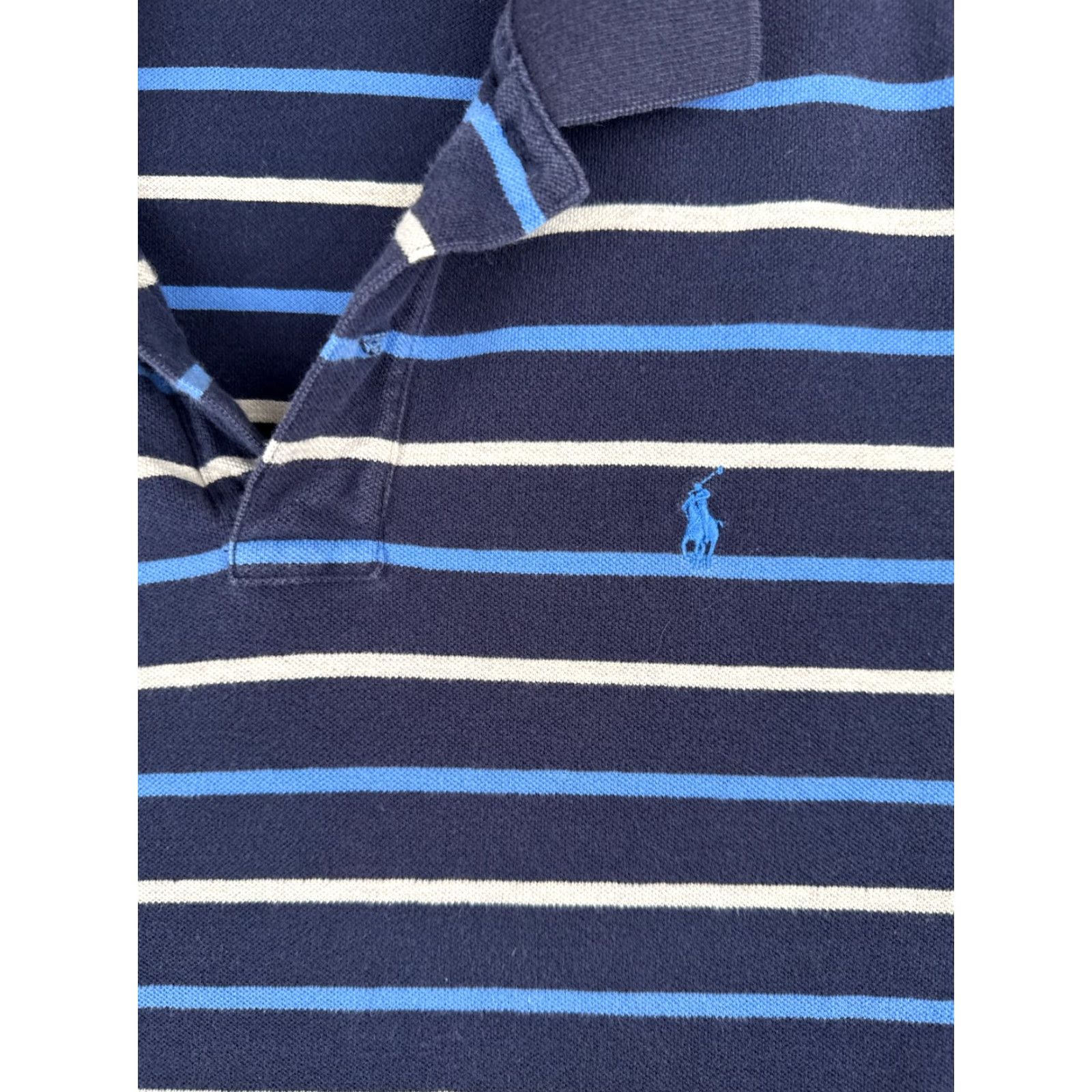 Ralph Lauren VINTAGE Ralph Lauren Polo Shirt Men XL Blue White Stripe 100% Cotton Polo Shirt Slim Fit Short Sleeve Vintage 70s Mens Blue White Stripe Polo Shirt Size US XL / EU 56 / 4 - 6 Thumbnail