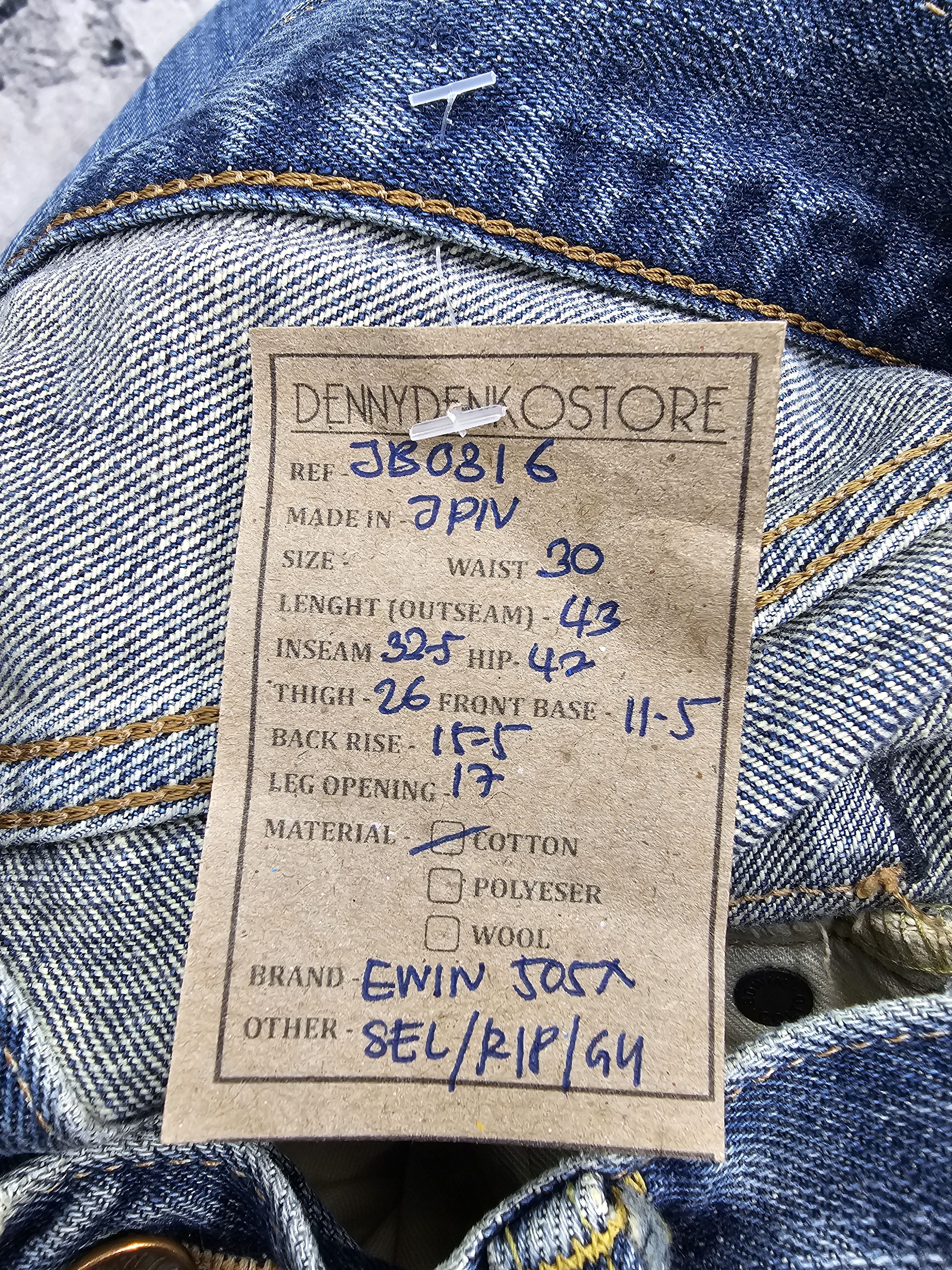 Edwin EDWIN 505 X Selvedge Redline Faded Ripped Jeans JB0316 Size US 30 / EU 46 - 15 Thumbnail