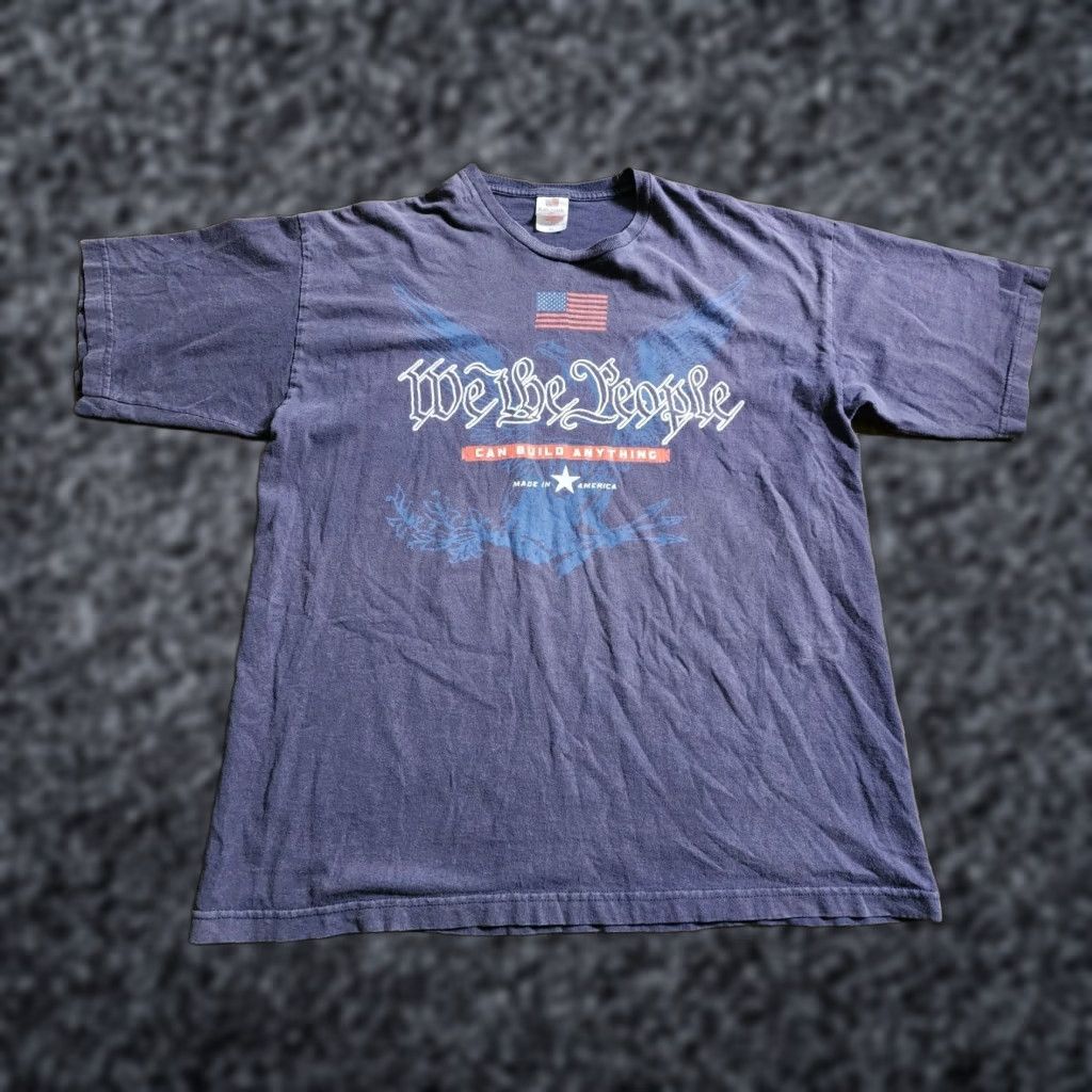 Vintage Bayside Mens XL We The People Can Build Anything T Shirt USA Union Distressed Blue Cotton Crew Neck Short Sleeve Logo 2000s Mens Size US XL / EU 56 / 4 - 1 Thumbnail