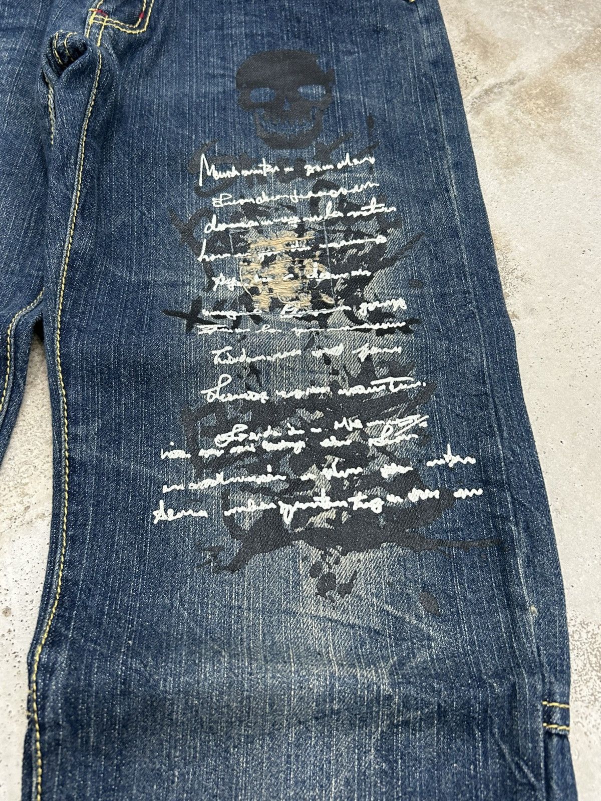 Japanese Brand Batsu Studio Japan Jean Art Poems Clawn Mark Straight Cut Size US 28 / EU 44 - 6 Thumbnail