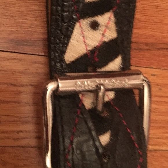 Michael Kors MICHAEL KORS MK Leather Fur Belt Red Black Size ONE SIZE - 3 Thumbnail