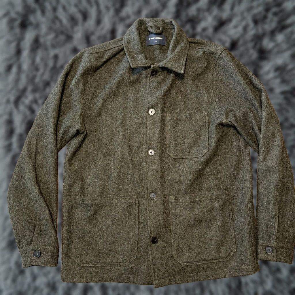 A Day's March A DAY'S MARCH Men's Green Wool Blend Button Up Size Large Triple Pocket Jacket Size US L / EU 52-54 / 3 - 1 Thumbnail