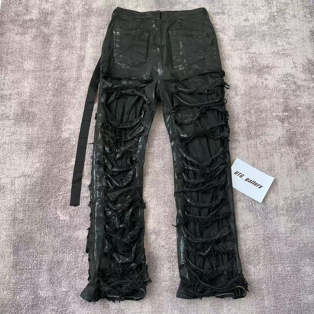 Rick Owens Drkshdw Rick Owens DRKSHDW Distressed Waxed Geth Cut Denim Jeans Size US 32 / EU 48 - 2 Thumbnail