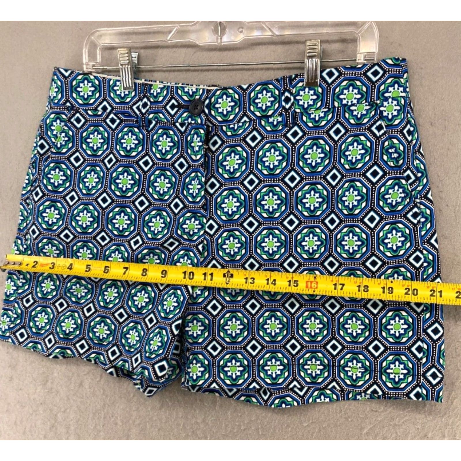 Vintage Crown Ivy Shorts 10 Blue Geometric Boho Pockets Womens Size 32" / US 10 / IT 46 - 3 Thumbnail