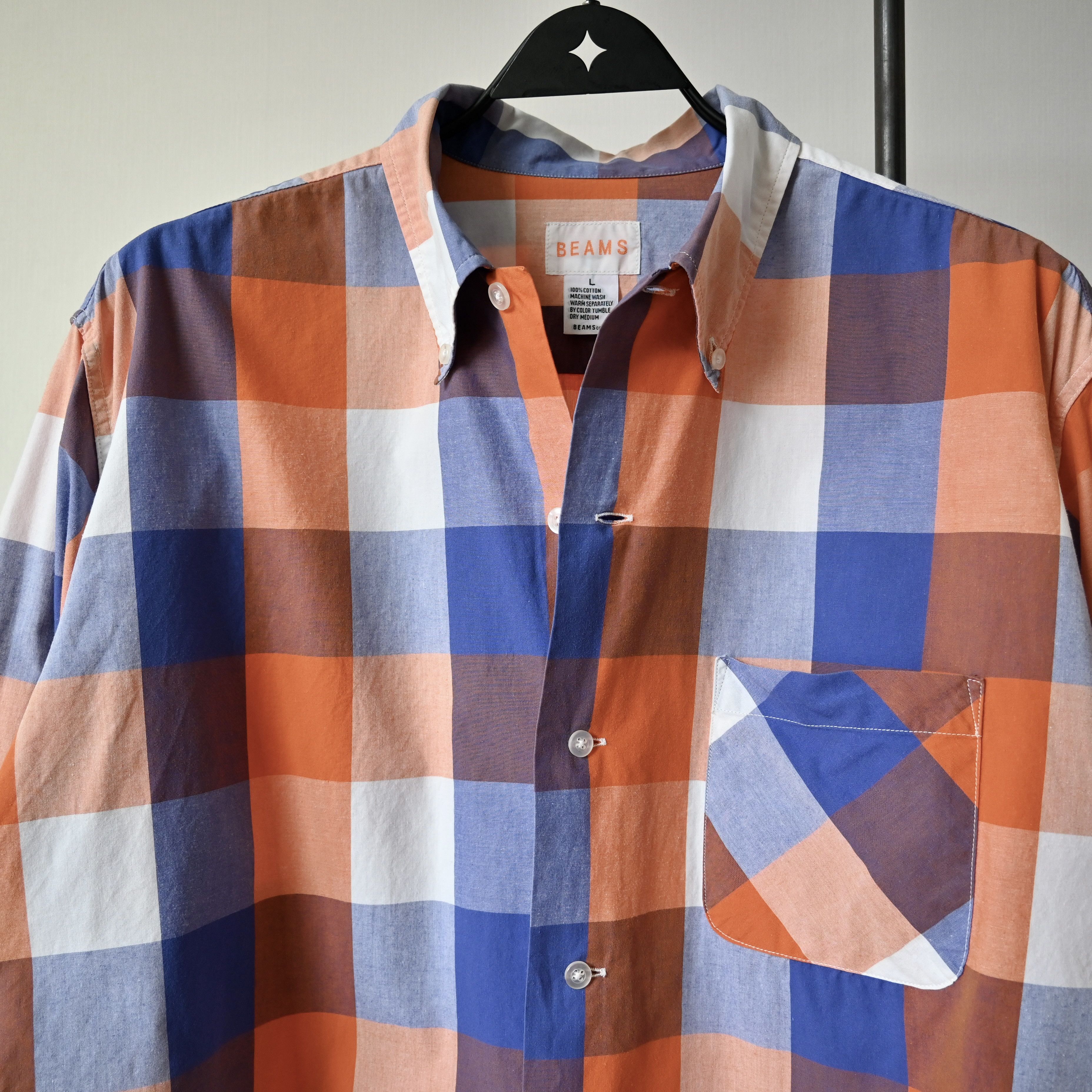 Beams Japan Vintage 1990s BEAMS block plaid BD shirt made in Japan Size US L / EU 52-54 / 3 - 7 Thumbnail